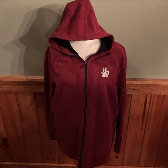 Like NEW Alaskan Hard Gear Duluth Trading Company Hooded Maroon waffled zip up - Picture 1 of 16